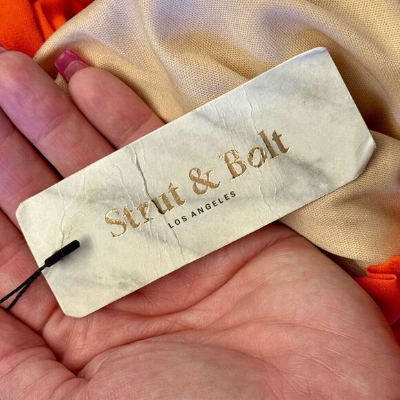 NWT Strut & Bolt Los Angeles Accordion High & Low Self-Tie Halter Neck Dress L - Picture 8 of 12